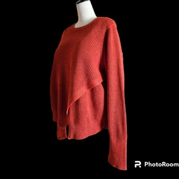 Banana Republic Wool Blend Pumpkin/Rust Orange Lagenlook Sweater size XL EUC - Picture 2 of 9